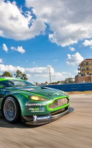 Preview wallpaper aston martin, v8, vantage, 2009, green, side view, sport, speed