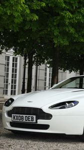 Preview wallpaper aston martin, v8, vantage, 2008, white, front view, style, cabriolet