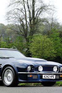 Preview wallpaper aston martin, v8, vantage, 1977, blue, side view, retro, auto