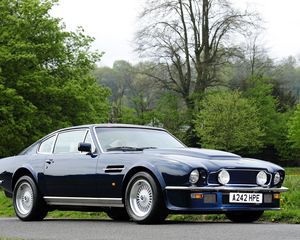 Preview wallpaper aston martin, v8, vantage, 1977, blue, side view, retro, auto