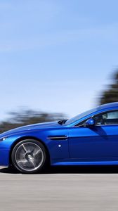 Preview wallpaper aston martin, v8, vantage, 2011, blue, side view, cars, speed