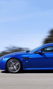 Preview wallpaper aston martin, v8, vantage, 2011, blue, side view, cars, speed