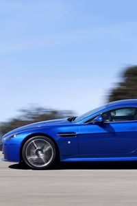 Preview wallpaper aston martin, v8, vantage, 2011, blue, side view, cars, speed