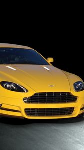 Preview wallpaper aston martin, v8, vantage, yellow, front view, cars, style