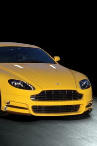 Preview wallpaper aston martin, v8, vantage, yellow, front view, cars, style