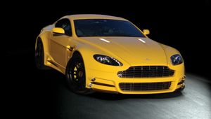 Preview wallpaper aston martin, v8, vantage, yellow, front view, cars, style