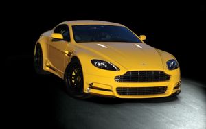 Preview wallpaper aston martin, v8, vantage, yellow, front view, cars, style