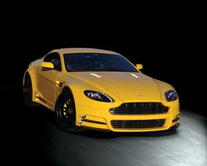 Preview wallpaper aston martin, v8, vantage, yellow, front view, cars, style