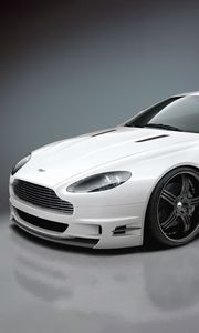 Preview wallpaper aston martin, v8, vantage, 2008, white, side view, style, reflection