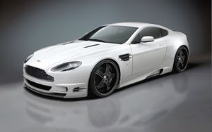 Preview wallpaper aston martin, v8, vantage, 2008, white, side view, style, reflection