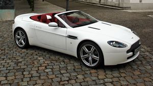 Preview wallpaper aston martin, v8, vantage, 2008, white, side view, style, cabriolet, street