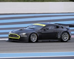 Preview wallpaper aston martin, v8, vantage, 2008, black, side view, sport, speed