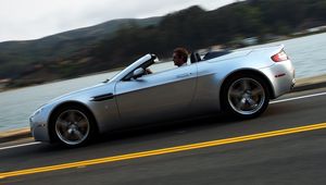 Preview wallpaper aston martin, v8, vantage, 2008, silver metallic, side view, cars, asphalt