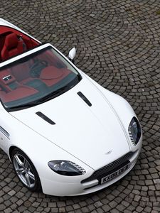 Preview wallpaper aston martin, v8, vantage, 2008, white, top view, cabriolet, style