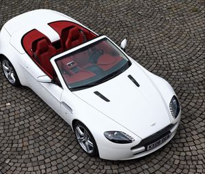 Preview wallpaper aston martin, v8, vantage, 2008, white, top view, cabriolet, style