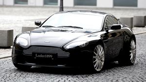Preview wallpaper aston martin, v8, vantage, 2007, black, front view, style, building