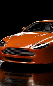 Preview wallpaper aston martin, v8, vantage, 2008, orange, front view, reflection