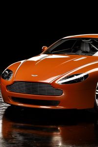 Preview wallpaper aston martin, v8, vantage, 2008, orange, front view, reflection