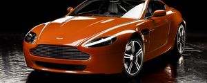 Preview wallpaper aston martin, v8, vantage, 2008, orange, front view, reflection