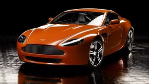 Preview wallpaper aston martin, v8, vantage, 2008, orange, front view, reflection