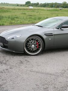 Preview wallpaper aston martin, v8, vantage, 2005, gray, side view, cars, nature