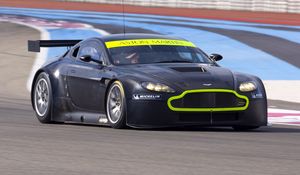 Preview wallpaper aston martin, v8, vantage, 2008, black, front view, cars, sports