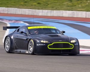 Preview wallpaper aston martin, v8, vantage, 2008, black, front view, cars, sports