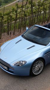 Preview wallpaper aston martin, v8, vantage, 2008, blue, top view, cabriolet, style, nature
