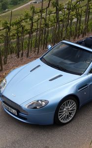 Preview wallpaper aston martin, v8, vantage, 2008, blue, top view, cabriolet, style, nature