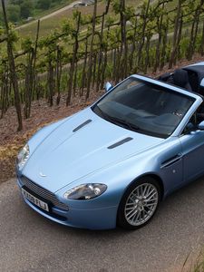 Preview wallpaper aston martin, v8, vantage, 2008, blue, top view, cabriolet, style, nature