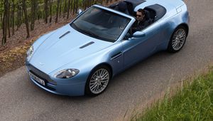 Preview wallpaper aston martin, v8, vantage, 2008, blue, top view, cabriolet, style, nature