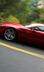 Preview wallpaper aston martin, v8, vantage, 2008, red, side view, style, asphalt