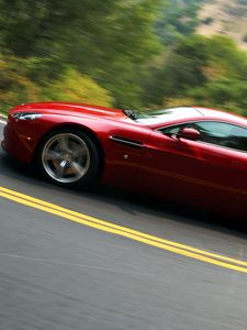 Preview wallpaper aston martin, v8, vantage, 2008, red, side view, style, asphalt