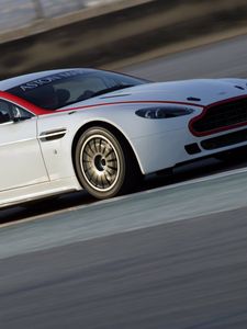 Preview wallpaper aston martin, v8, vantage, 2009, white, side view, cars, speed