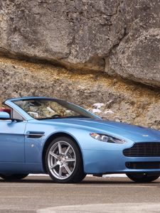 Preview wallpaper aston martin, v8, vantage, 2006, blue, side view, cabriolet, style