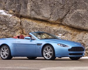 Preview wallpaper aston martin, v8, vantage, 2006, blue, side view, cabriolet, style