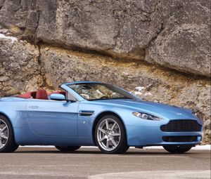 Preview wallpaper aston martin, v8, vantage, 2006, blue, side view, cabriolet, style
