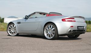 Preview wallpaper aston martin, v8, vantage, 2006, silver, side view, cars, asphalt