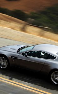 Preview wallpaper aston martin, v8, vantage, 2008, gray metallic, top view, speed