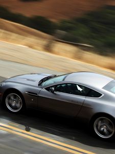 Preview wallpaper aston martin, v8, vantage, 2008, gray metallic, top view, speed