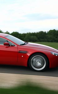 Preview wallpaper aston martin, v8, vantage, 2008, red, side view, style, speed