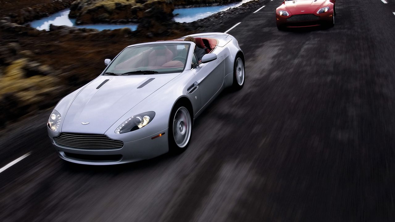 Wallpaper aston martin, v8, vantage, 2006, silver, red, front view, speed, race