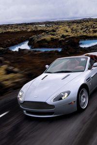 Preview wallpaper aston martin, v8, vantage, 2006, silver, red, front view, speed, race