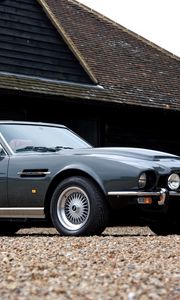 Preview wallpaper aston martin, v8, vantage, 1986, gray, side view, car, retro