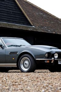 Preview wallpaper aston martin, v8, vantage, 1986, gray, side view, car, retro