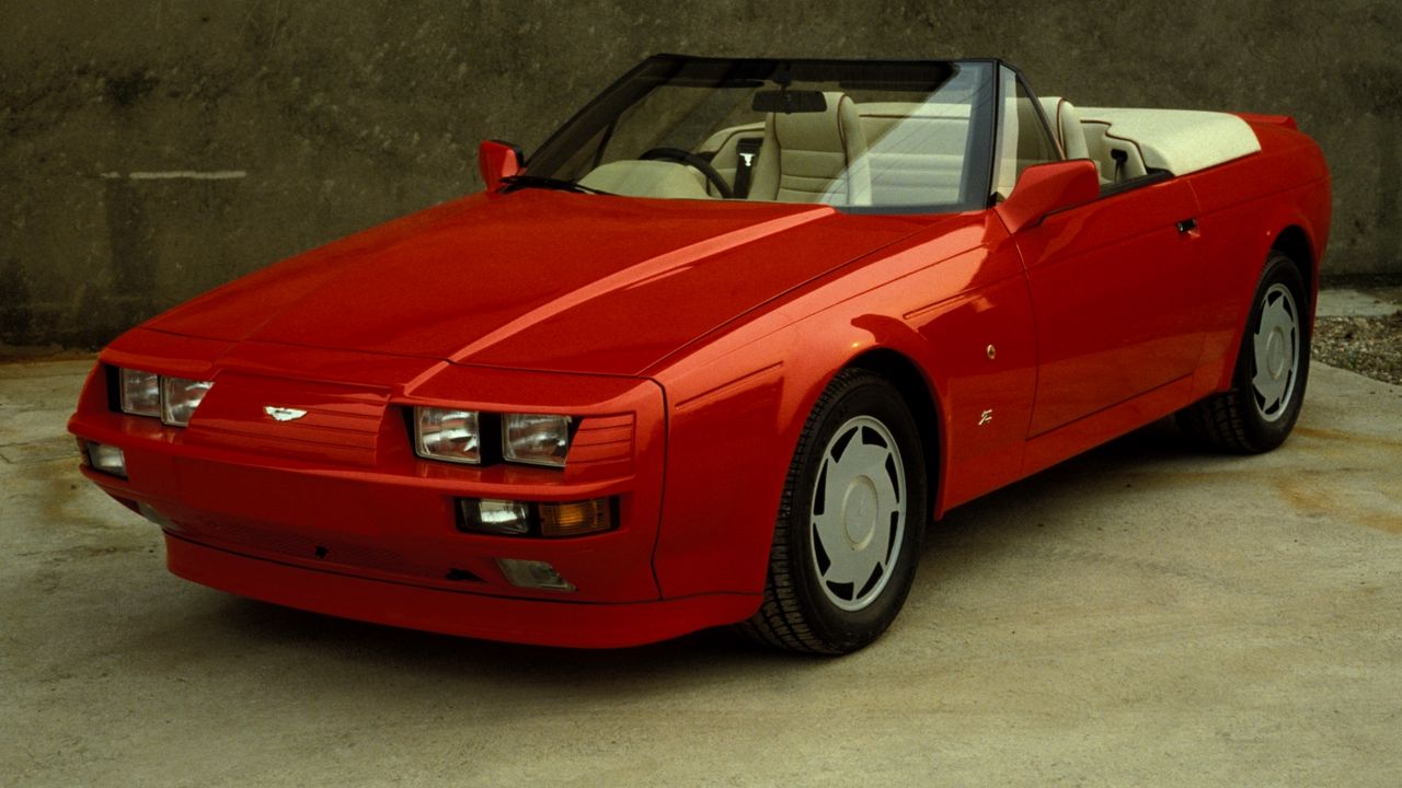 Wallpaper aston martin, v8, volante, 1988, red, front view, style, cabriolet