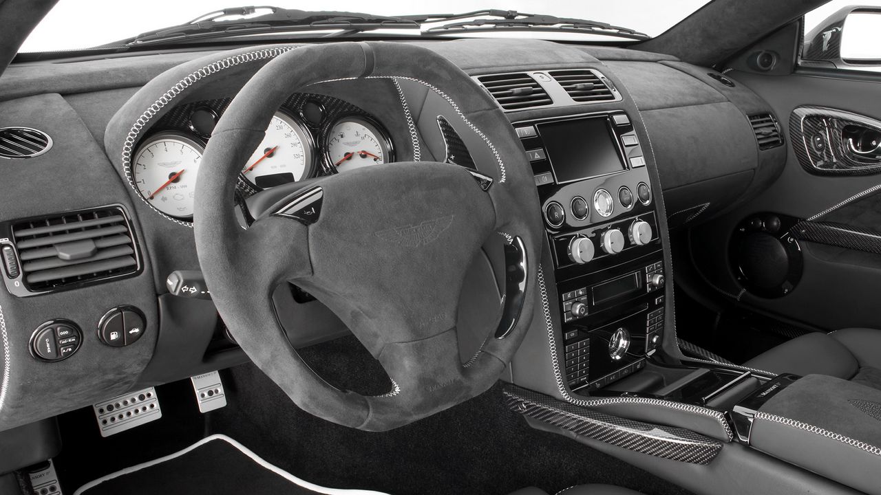 Wallpaper aston martin, vanquish, 2005, salon, interior, steering wheel, speedometer