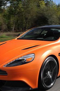 Preview wallpaper aston martin, vanquish orange, orange, speed, front view