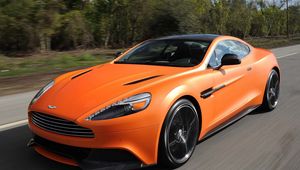 Preview wallpaper aston martin, vanquish orange, orange, speed, front view