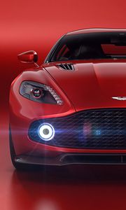 Preview wallpaper aston martin vanquish zagato volante, aston martin, red, front view, supercar, lights